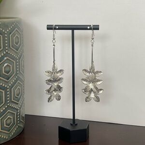 Silver “Frosted” Flower Drop / Dangle Earrings